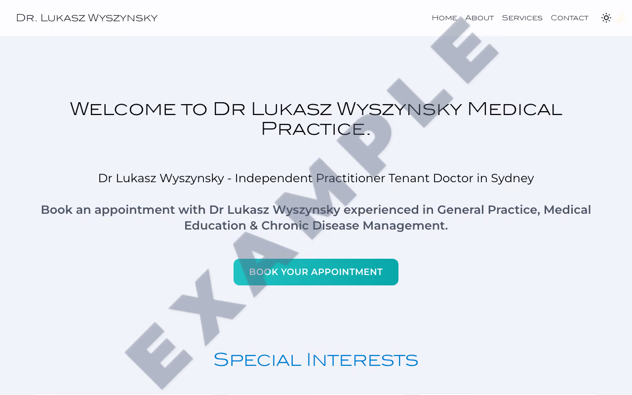 Preview of a live Pages.Health practitioner website